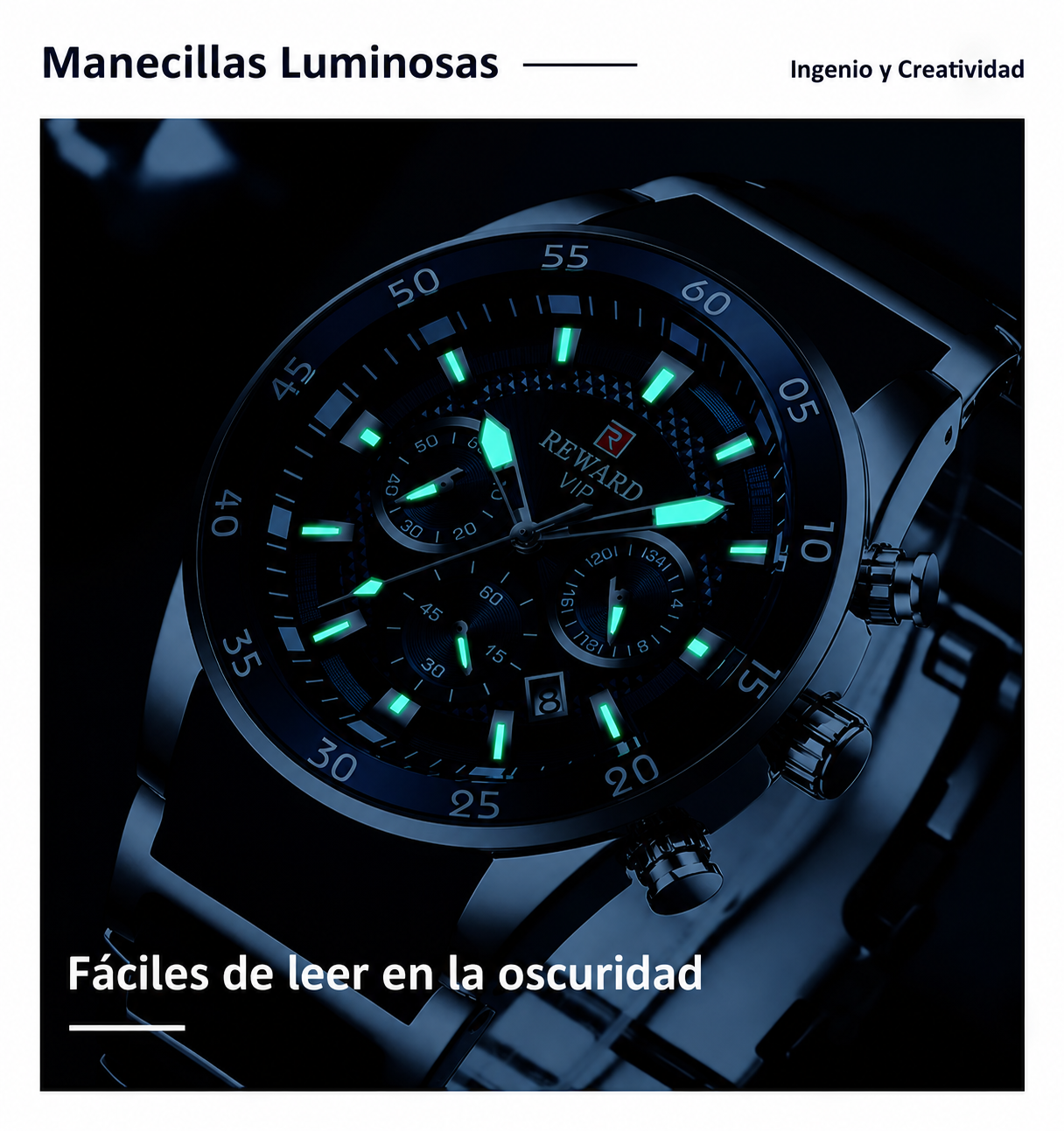 REWARD - RELOJ DE LUJO NEGRO Y DETALLE DORADO